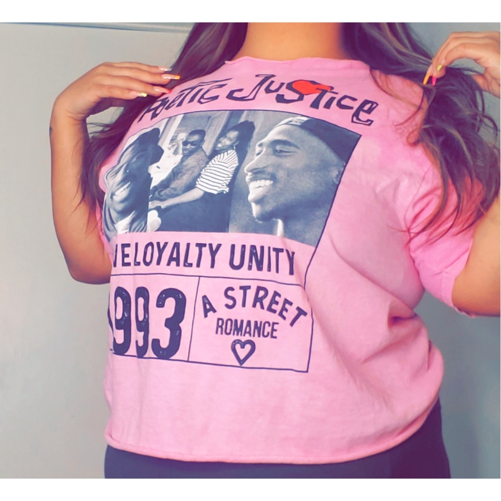 Pink poetic justice cropped t shirt